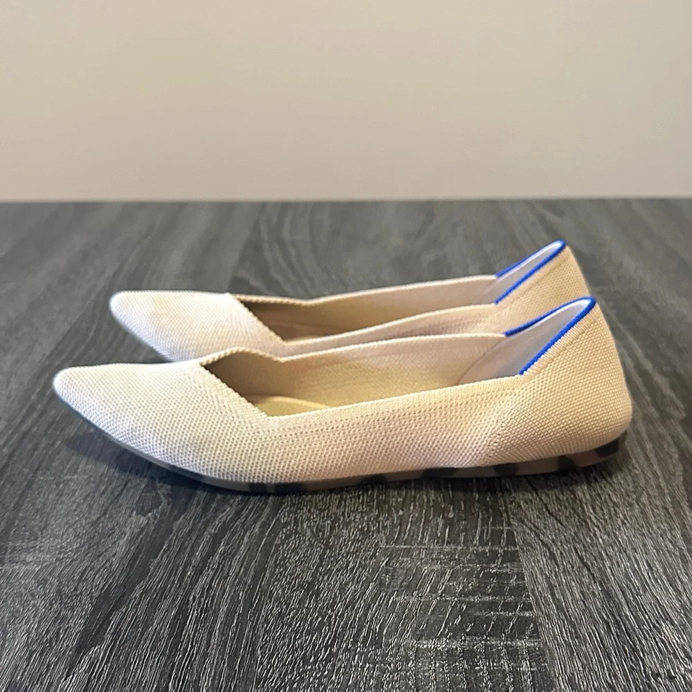 Rothy's Beige and Blue Pointed Toe Flats - Picture 3 of 8